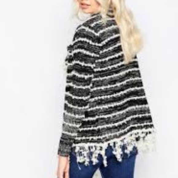 Make Offer La Fee Verte Stripe Fringe Cardigan - Picture 2 of 8